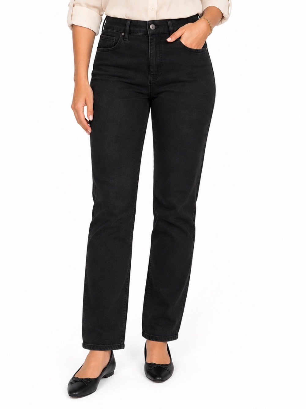 White House Black Market The Straight Crop High-Rise Black Jeans Size 6